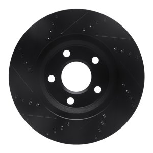 Buick Riviera Brake Rotor (1) - Front Right - R1 Concepts - Drilled & Slotted - Black - `97-`05